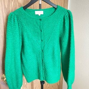 SEZANE Solena Bright Green Cardigan Sweater